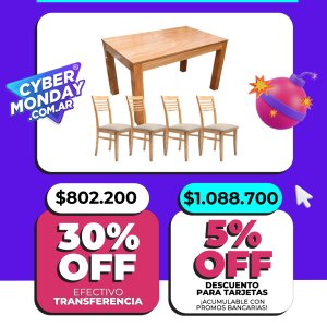 Juego Comedor Paraíso 1,60m + Sillas Roma