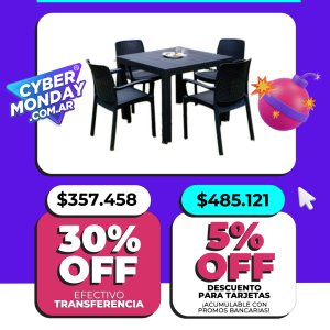 Mesa Fidji + 4 Sillones Guinea