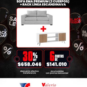 Sofa Emma Premium + Rack Linea Escandinava